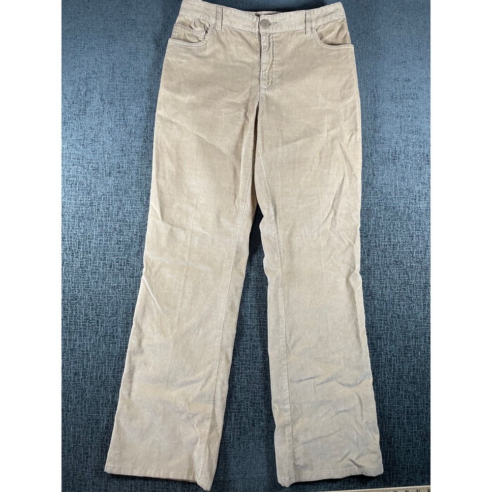 Talbots Womens Tan Beige Stretch Corduroy Straight Leg Pants Mid Rise Regular